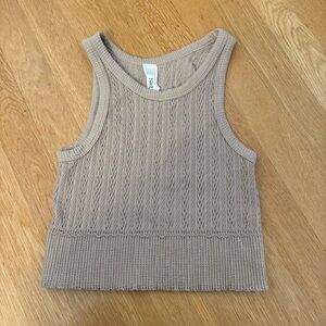 NikiBiki Cable Knit High Neck Crop Top One Size Tan